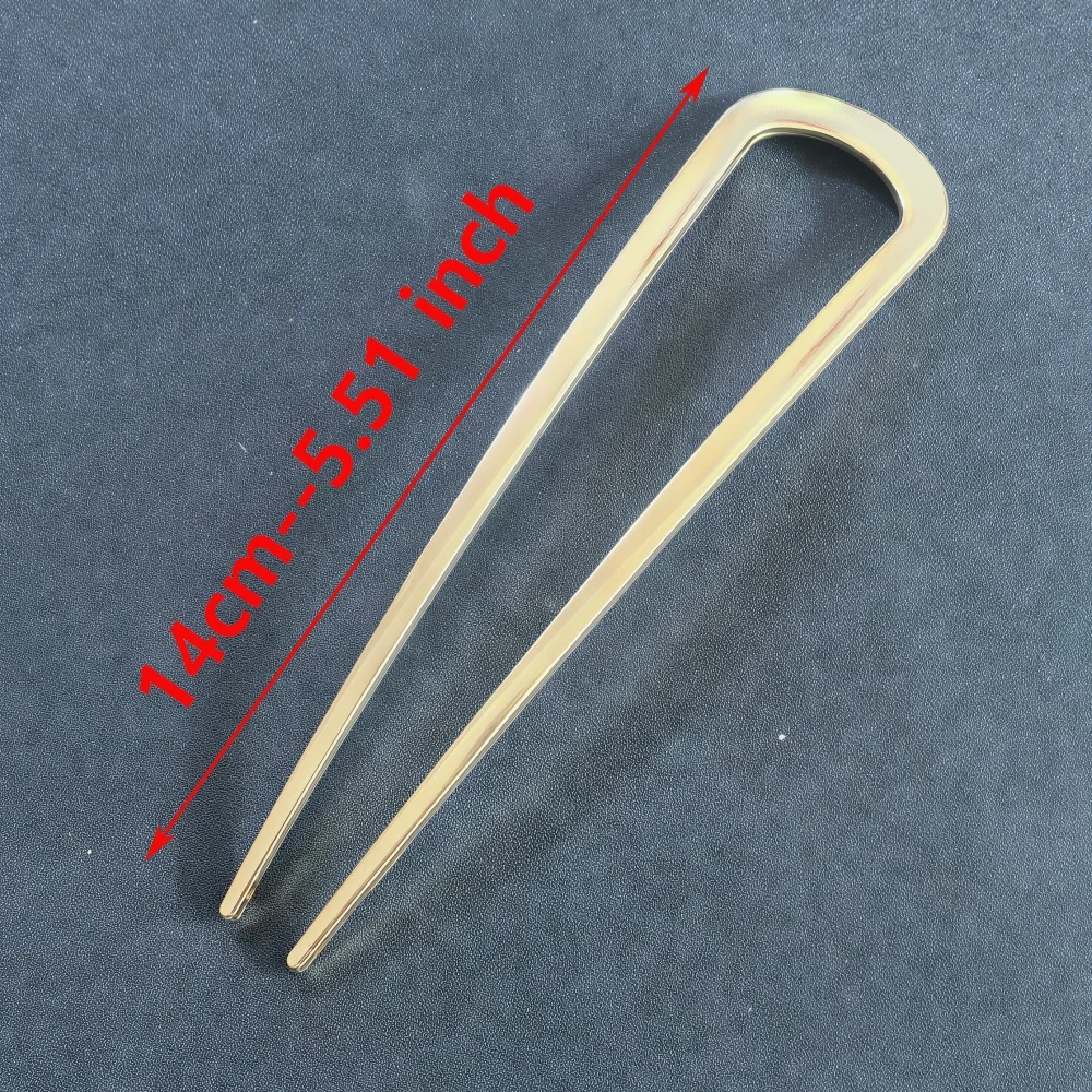 U-Shaped Hair Fork Elegant Golden Silver-color Alloy Long Thick Hair Updo Bun French Hairpin Stick Women Girls Hair Accessories