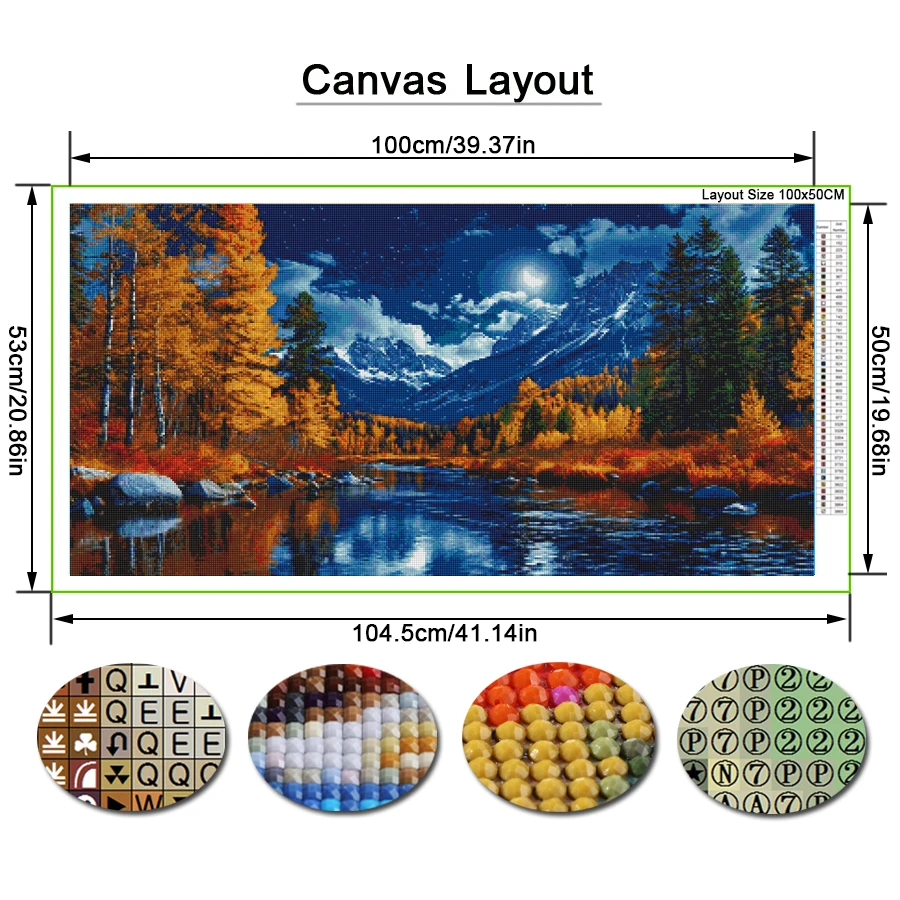 Mountain Forests River Landscape Large Size Diy Diamond Arts Painting Scenery Full Square Round Drill Mosaic Embroidery Picture