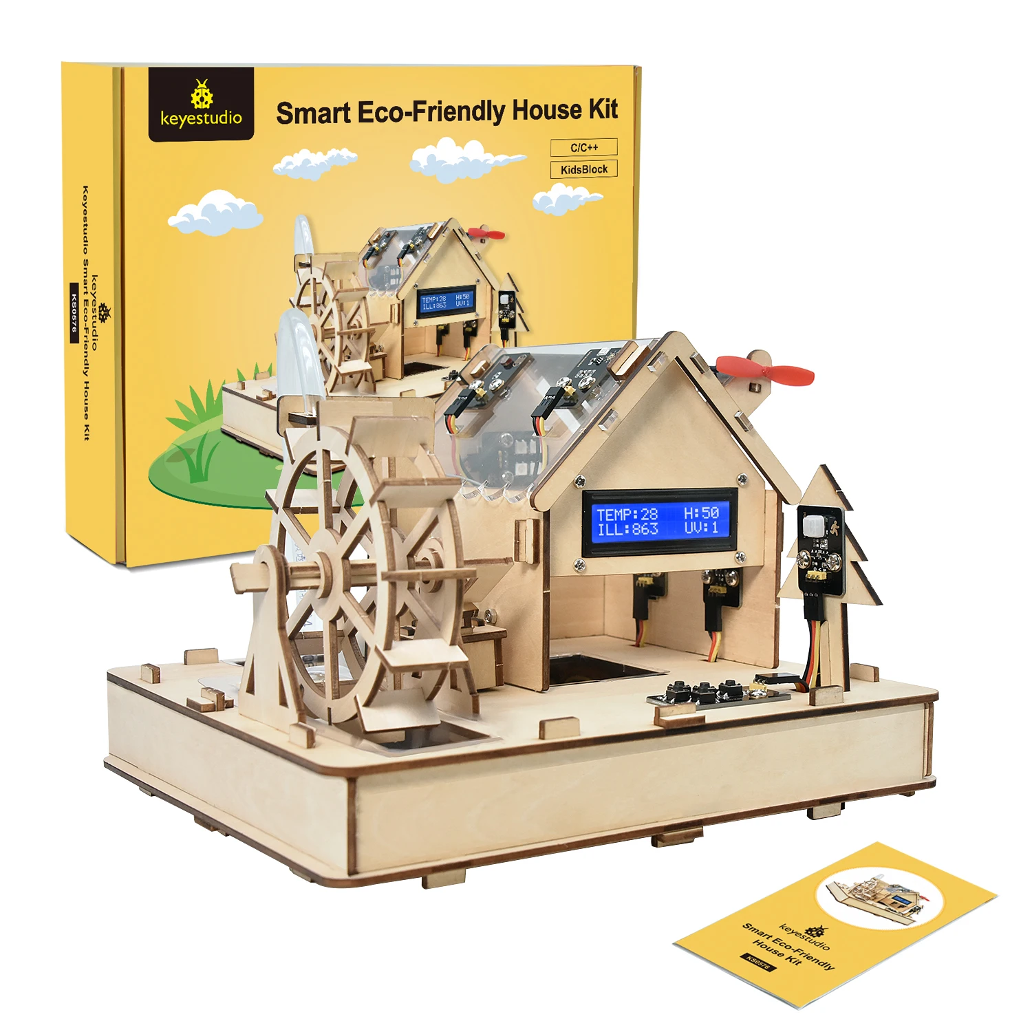 Keyestudio Smart House Kit For Arduino With Water Wheel System C/C++ and KidsBlock Programming For Arduino DIY Starter Kit