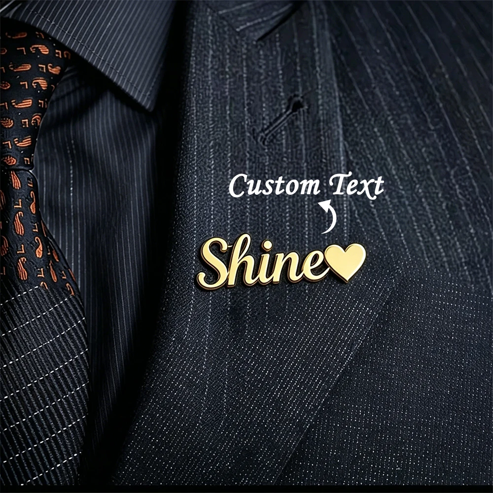 

Custom Name With Heart Brooch For Women Men Badge Husband And Wife Name Romantic Anniversary Stainless Steel Personalized Gift