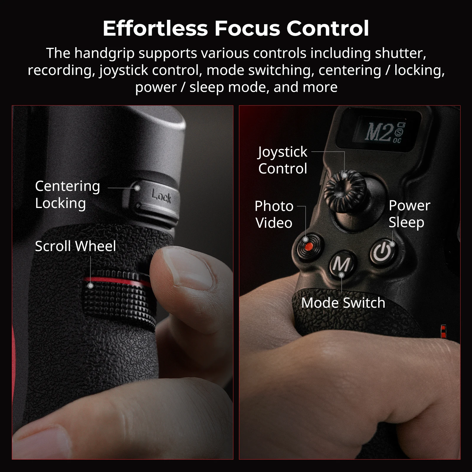 مقبض حبال التحكم في التركيز الصغير لـ DJI RS 2، RS 3 Pro، RS 4، RS 4 Pro مع التحكم في المصراع، التسجيل، تشغيل عصا التحكم