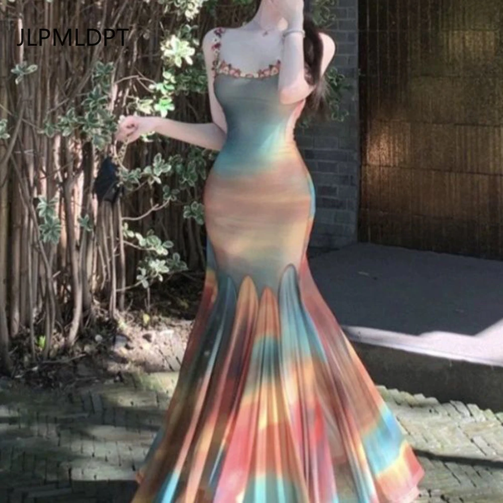 

Fat sister women's clothing design sense casual slim and thin fishtail suspender dress long summer tide