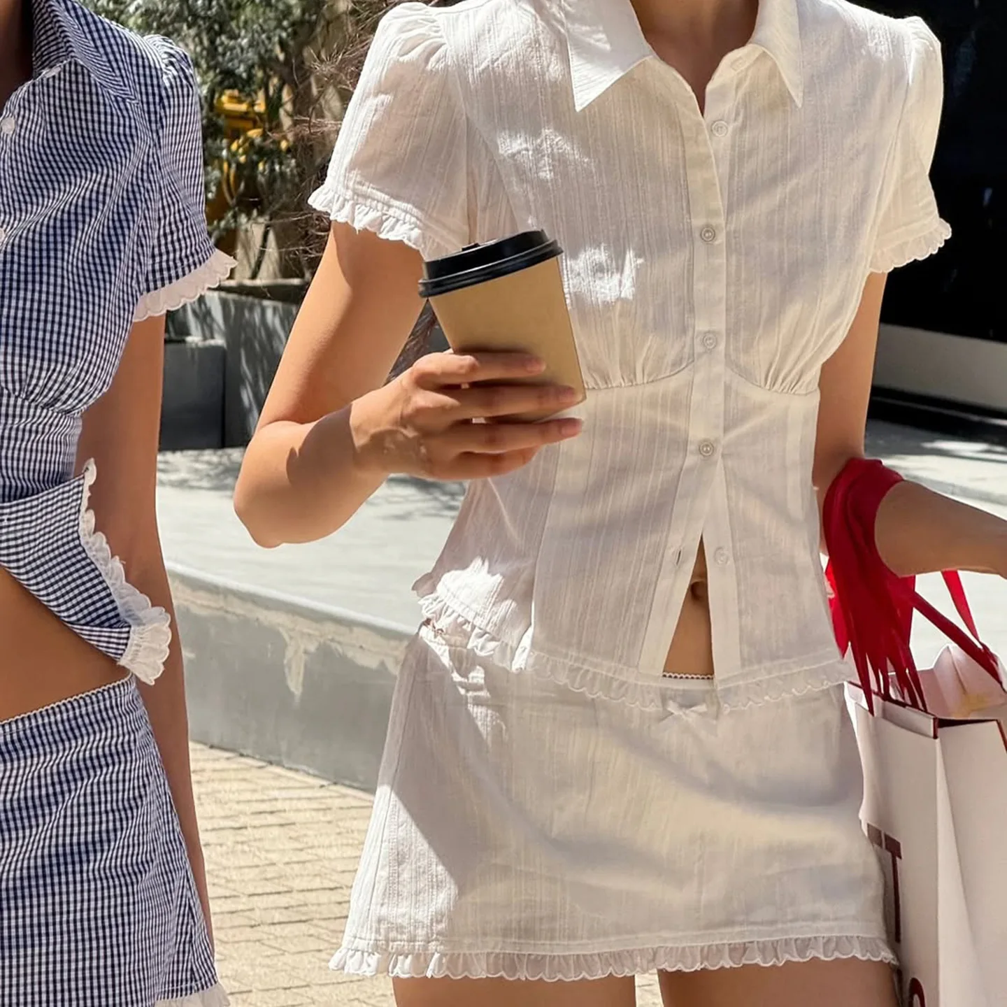 

Рубашка на пуговицах во французском стиле — блузка для похудения с завязками на талии в винтажном стиле, академический наряд Cottagecore для женщин, повседневный офис