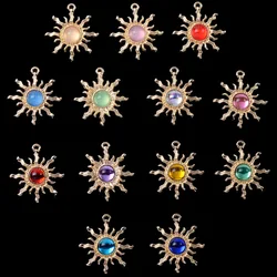 50PC 27*30mm Gold color Alloy Material Resin Beads Sunflower Shape charm pendant for DIY handmade Jewelry Making Wholesale