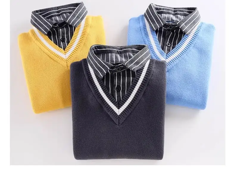 Boy\'s sweater with two shirt collars