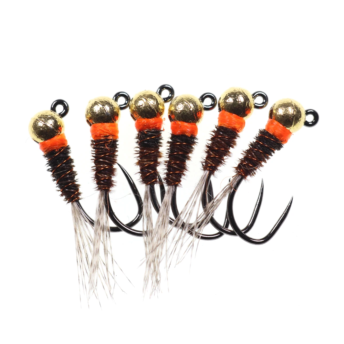 5 Stück # 12 # 14 # 16 Tungsten-Kugelkopf-Perdigon-Nymphen mit orangefarbenem Kragen, Euro Wet Nymph Fliegenfischen für Forelle, Grauforelle, Barsch, Angelköder – Detail 7