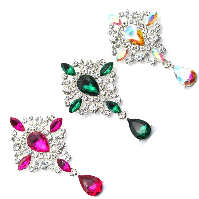 New 5PCS63 * 36MM alloy square water drop pendant brooch full of diamonds for women\'s clothing accessories