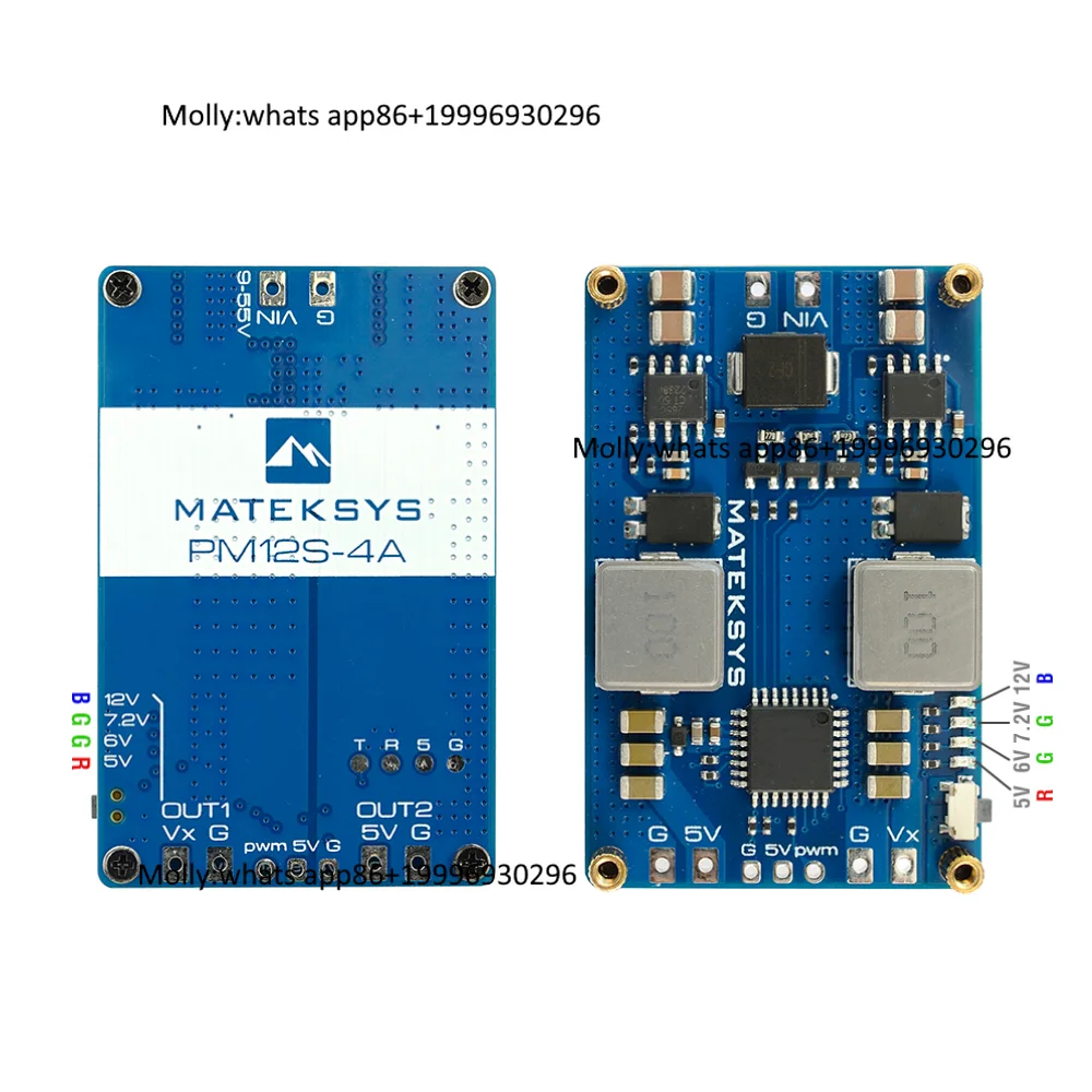MATEKSYS PM12S-4A Power Module 9-55V Input Dual BEC 5V/5-12V Output 4A Continuous for Large-Scale RC Aircraft Cine Lifters
