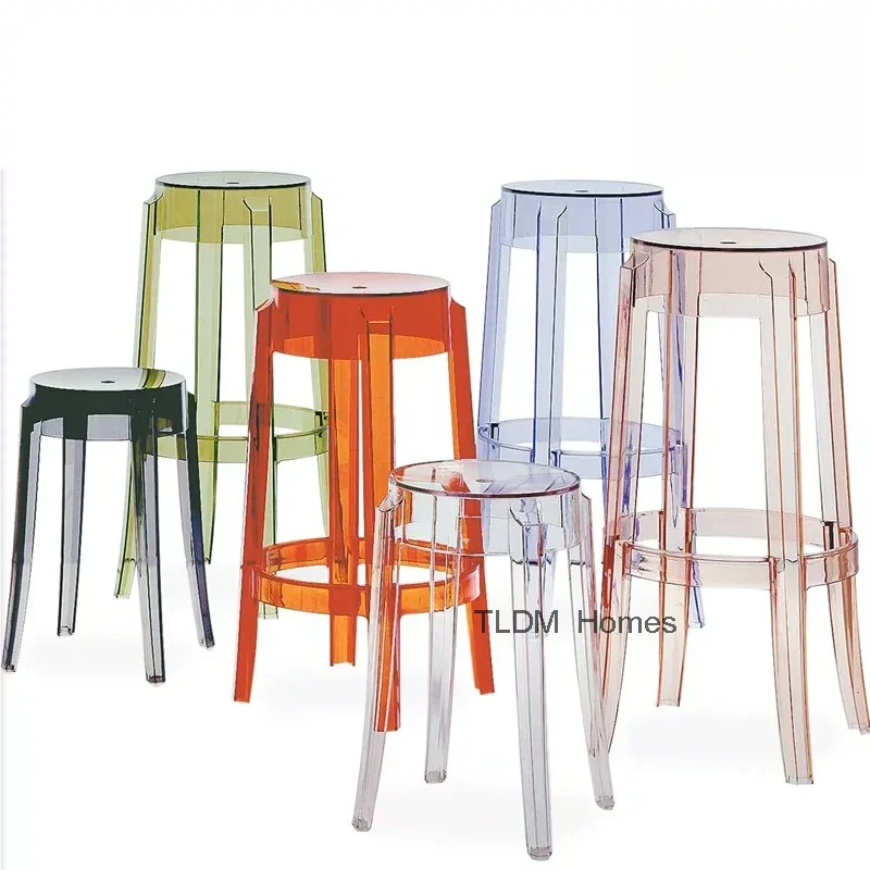 Acrylic Bar Chair Plastic Transparent Bar Stool Fashion Minimalist Plastic High Chair and Stool 45/65/75cm Height Dining Chair