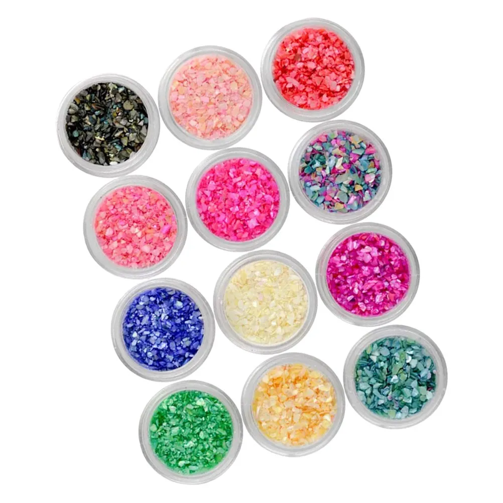 12Pcs Nail Shell Powder Collection Bright Fade-Resistant Manicure Art Craft Kit for Women DIY Stylish Nails Nail Polish