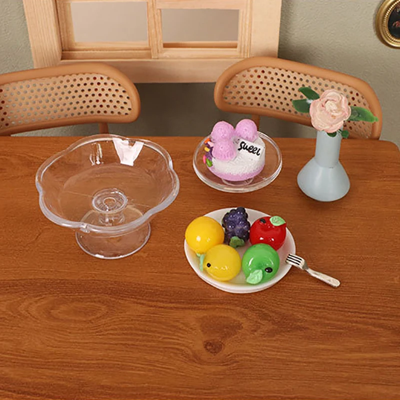 Simulation de fruits avec plat transparent, maison de courses, mini nourriture, accessoires de décoration de maison de poupées, accessoires de tir sur scène, 1/12