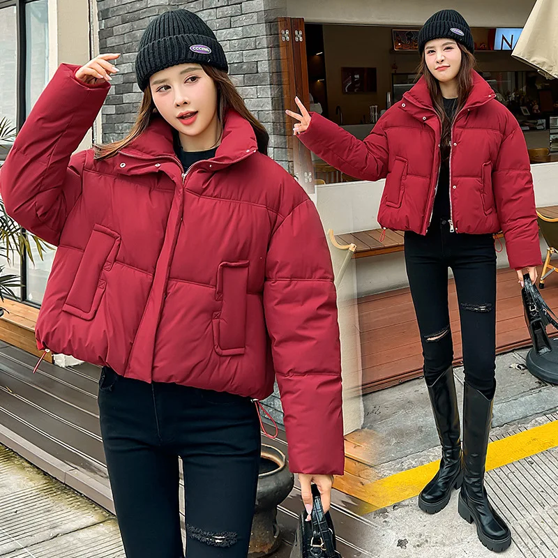 

New Winter Jacket Women Short Parkas Fashion Coat Stand Collar Loose Oversize Warm Snow Wear Padded Woman Clothes