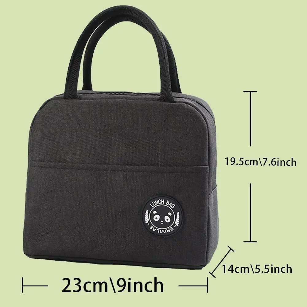 New Lunch Tote Bag Reinforced Handles and Smooth Zipper Wipeable Inner Lining Front Pocket Butterfly Pattern for Work and Picnic