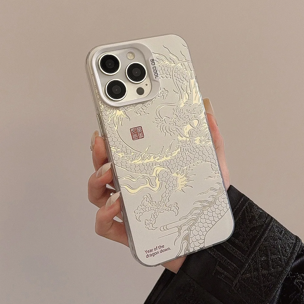 Fajne, wyjątkowe etui na telefon iPhone 16 Pro Max Plus 15 14 11 12 13 Chiński styl Dragon Ochronne etui na telefon — zdjęcie 3