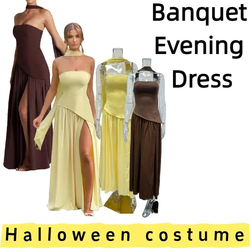 

European American Women's Evening Gown Dress Long Skirt for Formal Events Weddings Banquets Parties and Celebrations