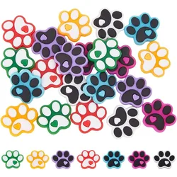 21Pcs 7 Colors Paw Print Silicone Beads Dog Paw with Heart Focal Beads Cute Cartoon Beads for Keychain Pens DIY Making