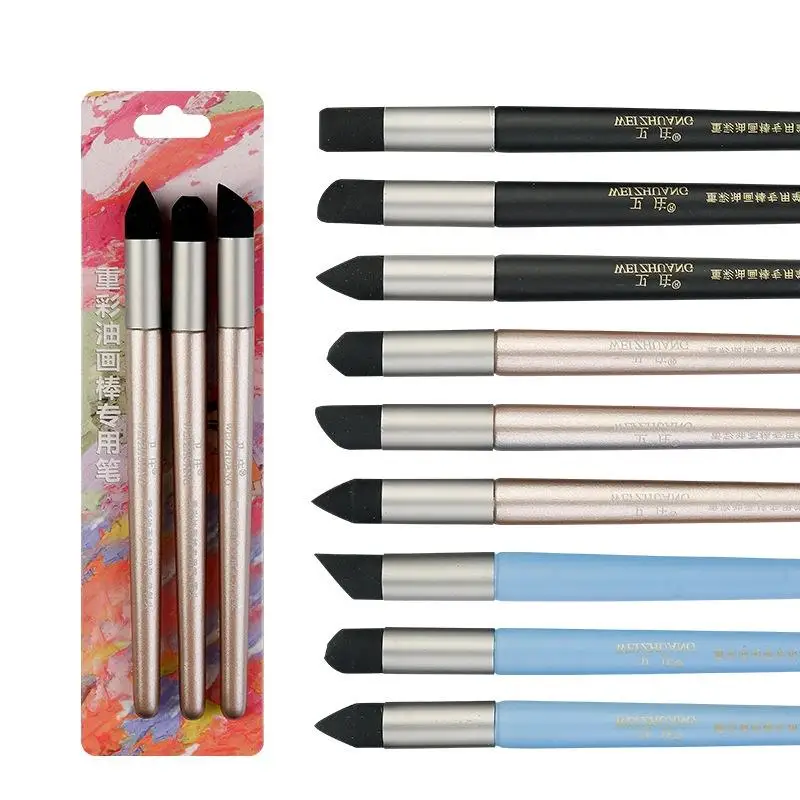 2/3Pcs Soft Sponge  Brushes, Oil Pastel Smudge Brushes, Multi‑Shape Tips for Artist Painting