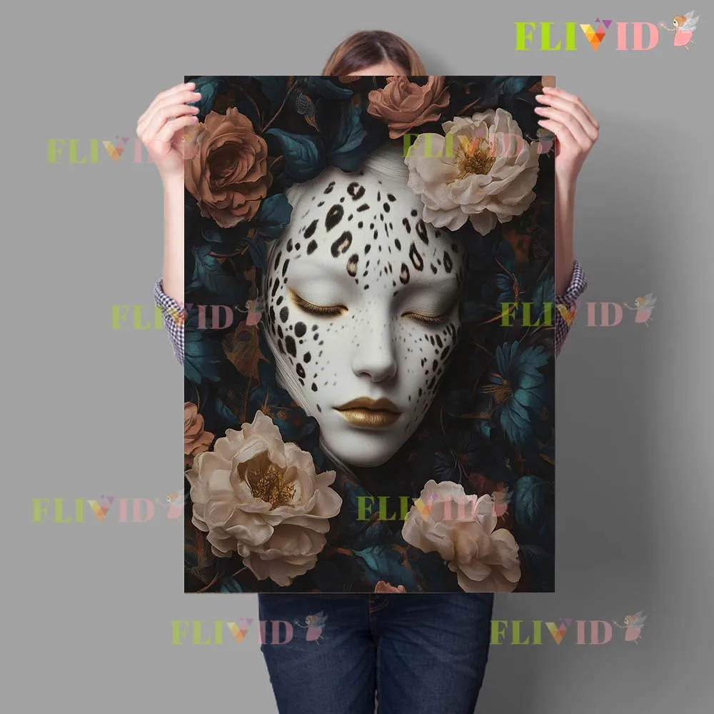 Abstract Makeup Portrait Flower Woman Girl Poster Wall Art Canvas Painting Home Decor Wall Pictures For Living Room Unframed