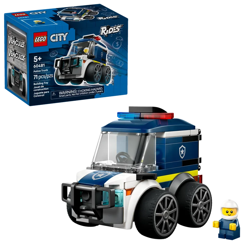 

ЛЕГО ® Набор для сборки мини-модели City Rides Police Truck 60481 с минифигуркой полицейского-подростка, 71 деталь, для детей от 5 лет