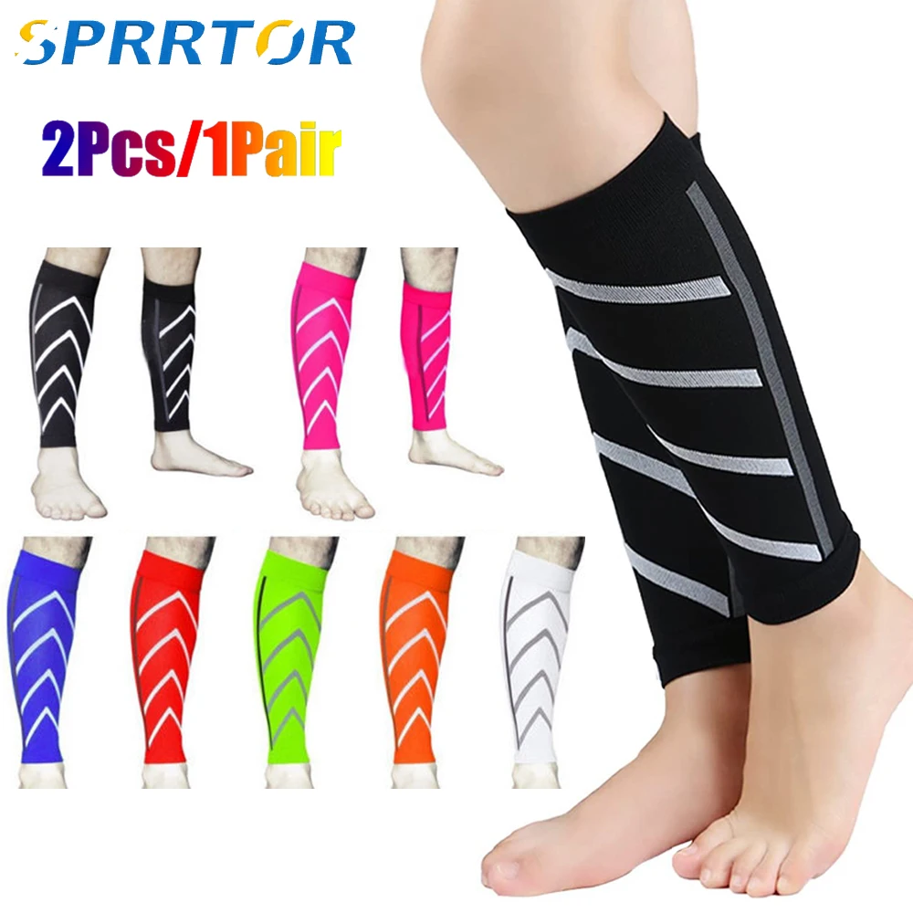 

1Pair Compression Thin Calfskin Sports Socks Calf Support Assists Night Running Nylon Fluorescent Leggings Basketball Sleeves