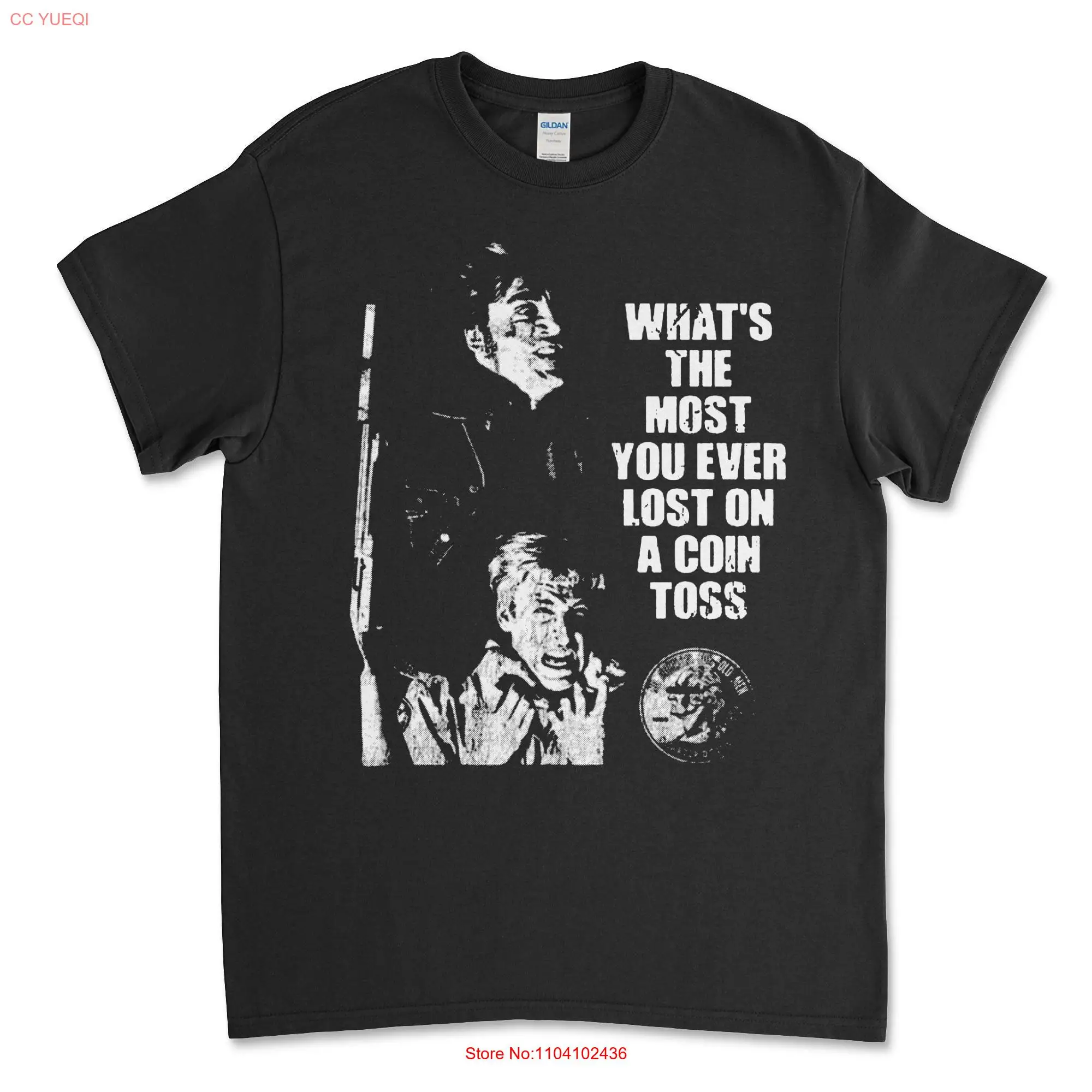 Нет страны для стариков, броши монет, бросание монет, черная футболка, фильм, винтажный стиль, Антон Чигур, кровь, меридиан