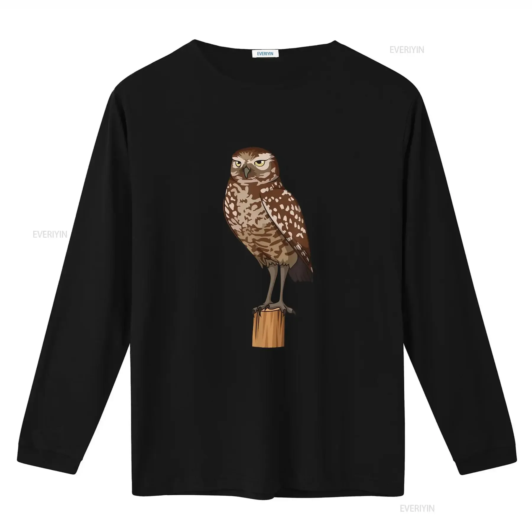 نتوء البومة على فرع شجرة واقعية تي شيرت خمر غسلها موضة عادية لينة للجنسين تنوعا تنفس قليلا