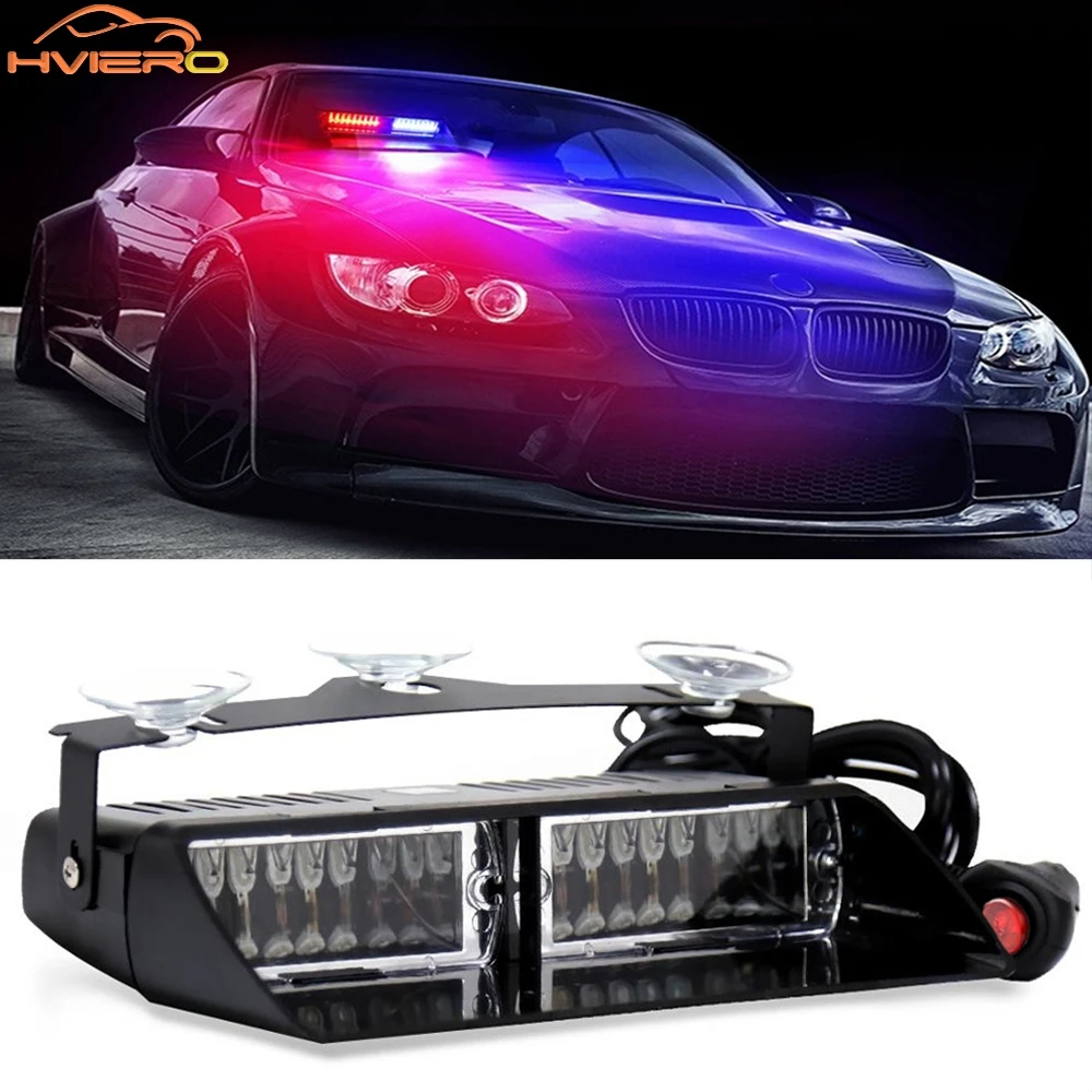 

Universal Car Warning Light LED Strobe 16LED Red Blue Flashing Signal Emergency Police Decorative Windshield Lamp for Vehicles