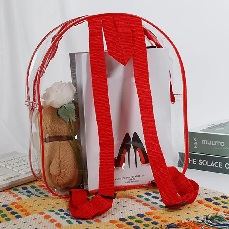 Transparent PVC Children Shoulder Backpack Zipper Closure Waterproof Lightweight Bag for Outdoor Beach Trips Kids