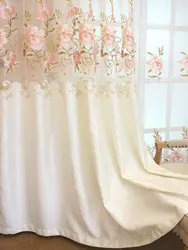 White Embroidered European Style Thickened High-end Curtains for Bedroom Transparent Tulle for Living Room,Grommet Top,