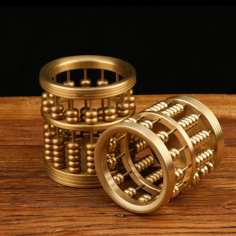 Brass Pen Holder Creative Copper Abacus Pencil Vase Study Office Desk Surface Panel Decoration Ornaments