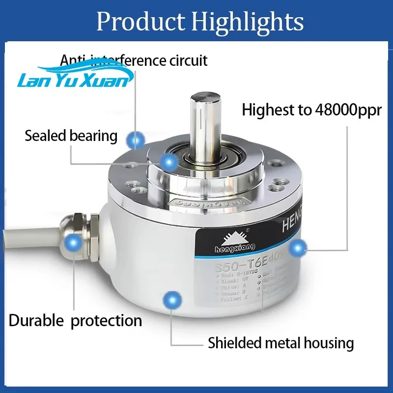 

2026 S50 8mm rotary shaft encoder 6000 rpm incremental encoder 1024 24v 500 ppr encoder