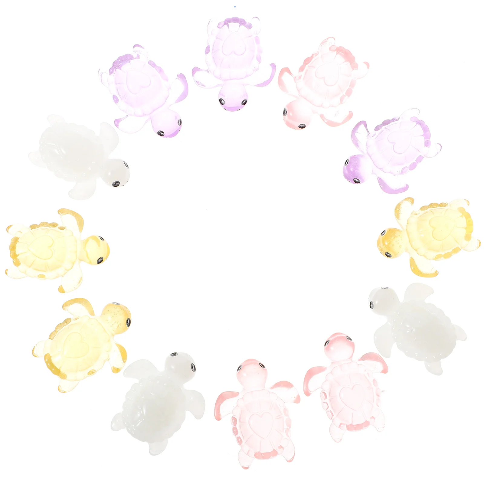 

12 Pcs Night Light Turtle Figurines in Dark Resin Decor Desktop Aquarium Landscape naments Charismatic Eye