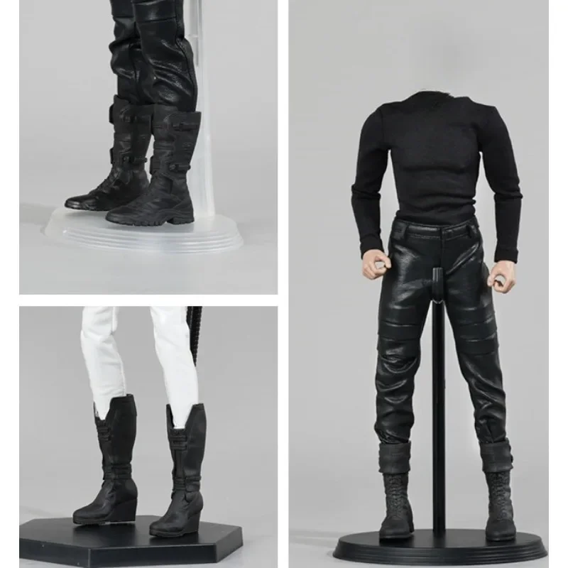 1/6 Scale Male Soldier Doll Black Combat Boots Straight Hollow Shoes Model for 12 Inch Action Toy Figures Detachable Feet Body