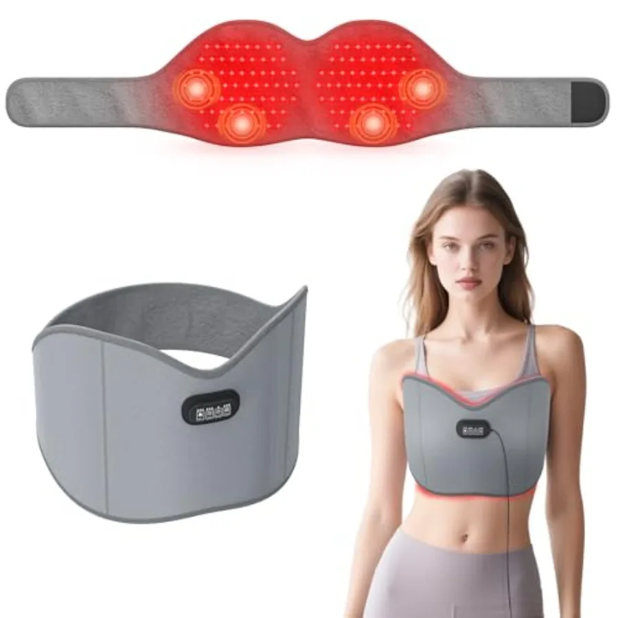 

Red Light Therapy for Women Red Light Therapy Belt for Breast Pain Relief Heating and Massage Adjustable Strap for Comfort USB-