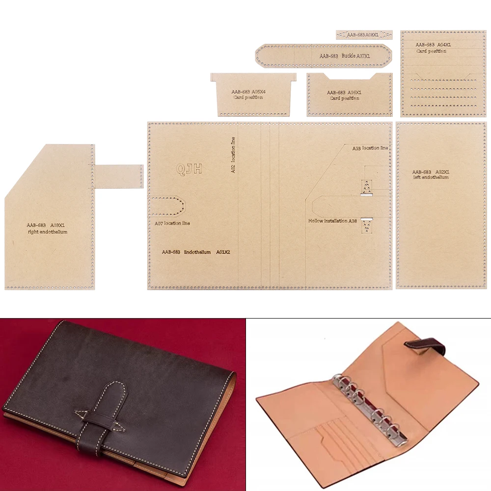 1Set Notebooks for A6-Sized Paper, Card Storage - Kraft Paper Template, DIY Leather Handmade Crafts - Sewing Template with Holes