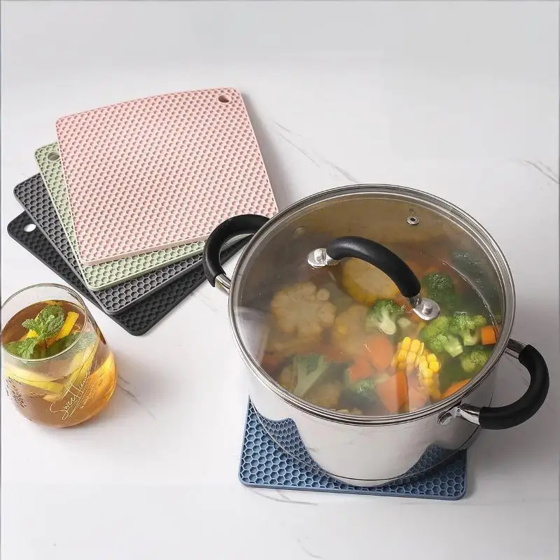 2PCS Multifunction Heat Resistant Silicone Mat Drink Cup Coasters Nonslip Pads Pot Holder Table Placemat Kitchen Accessories