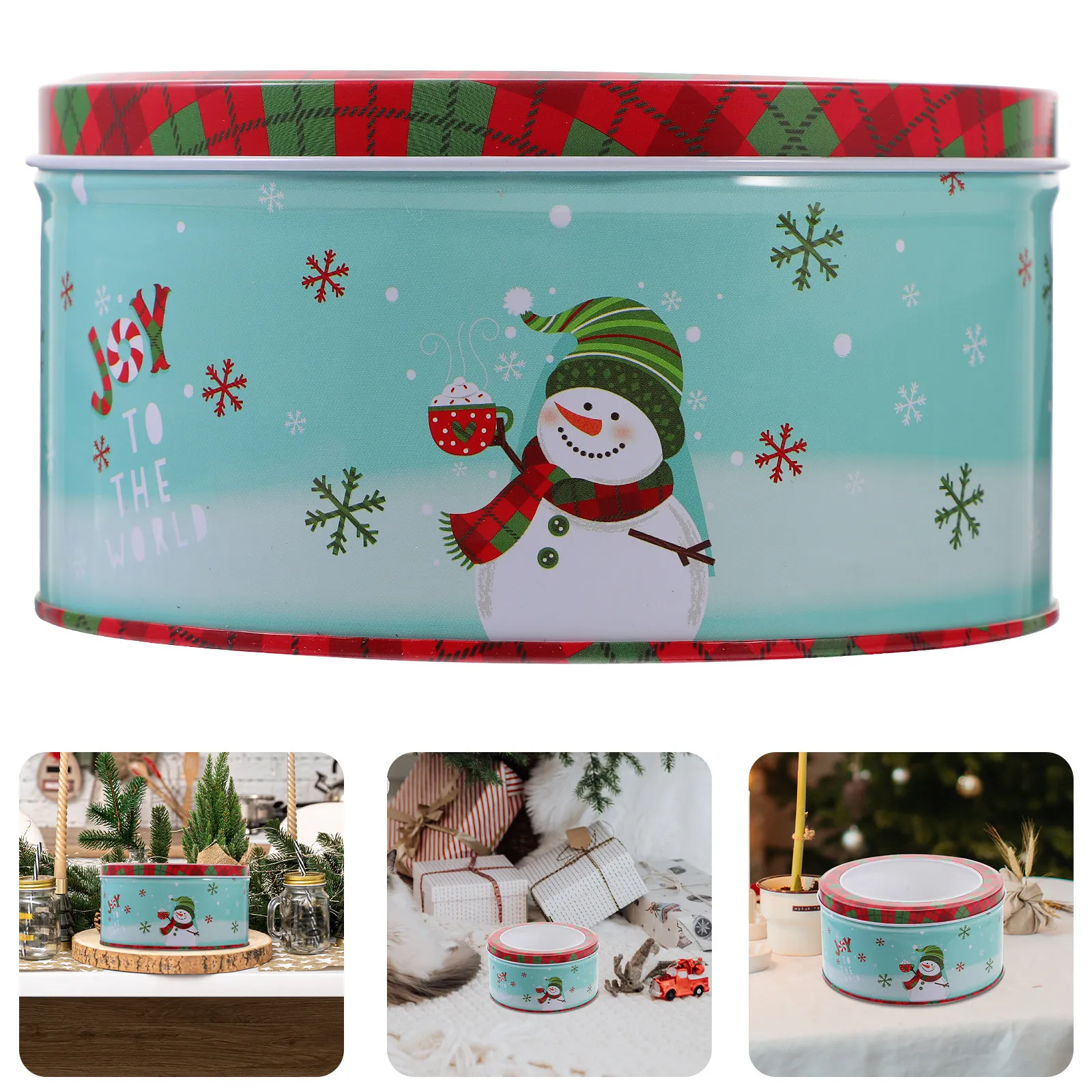 Tin Container Lid - Scatola di latta natalizia, contenitore per