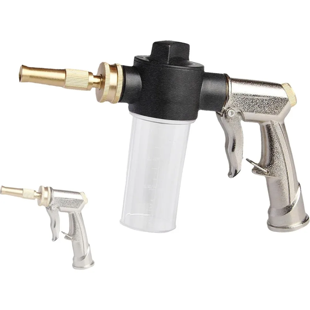 

Garden Hose Nozzle Sprayer with 3.5oz Plastic Soap Dispenser Bottle, Heavy Duty High Pressure Car Wash Foam Gun, Adjustable Nozz
