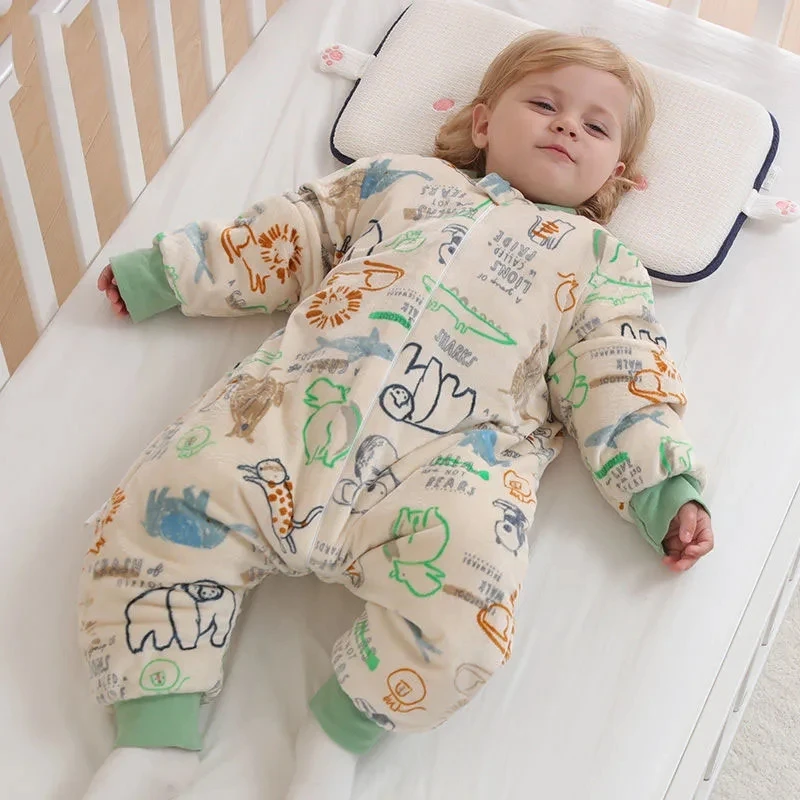 Autumn Winter Warm Baby Sleeping Bag Cartoon Cotton Split Leg Newborn Sleeping Bag  Thickened Boys Girls Romper With Zipper