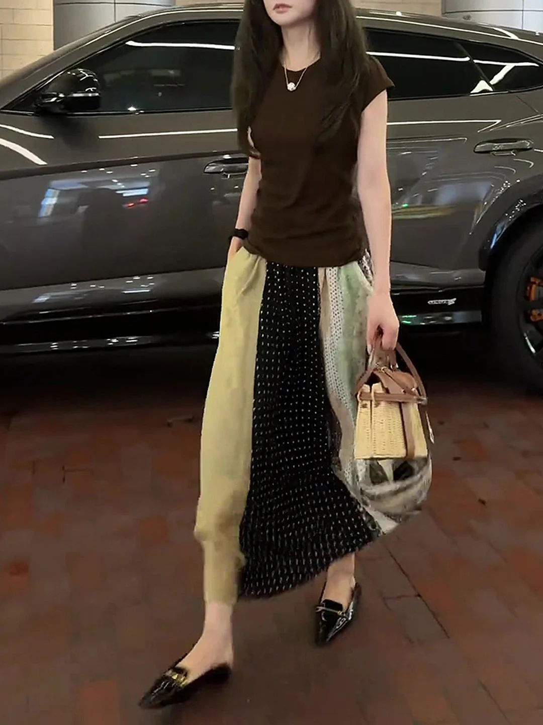 Color Blo Polka Dot ter Ne  Dr Women's Ele Unique Beautiful High Waist A-Line Long Skirt Summer New Arrival