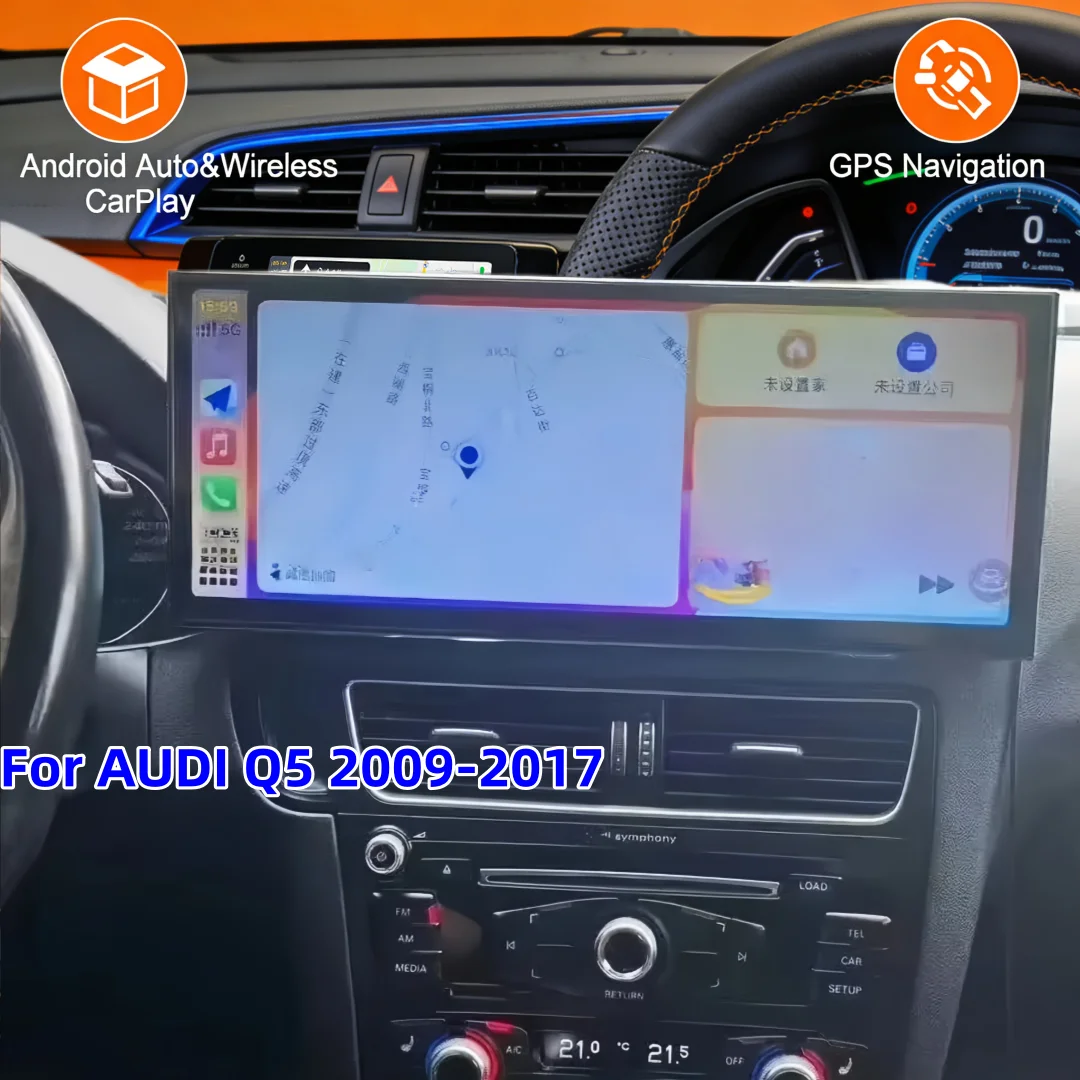 

Wireless CarPlay Car Radio For AUDI Q5 2009-2017 QLED Screen Navi GPS Multimedia Bluetooth DSP Android New 15.8" Navirider Stere