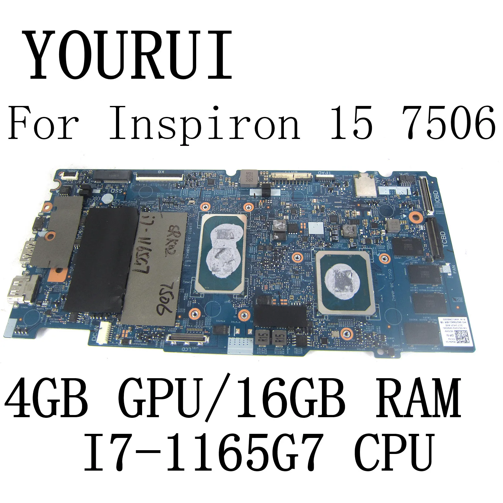 

Материнская плата для ноутбука DELL Inspiron 15 19828 с процессором I7-1165G 7 и 4 Гб GPU 16 Гб RAM CN-0G72HV 0G72HV