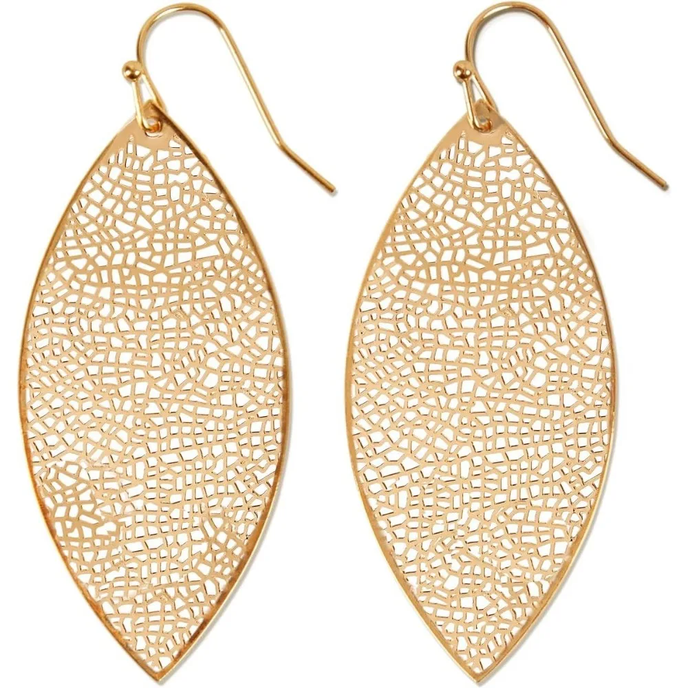 

Boho Leaf Dangle Earrings for Women Gold Silver Tone Lightweight Filigree Statement Jewelry