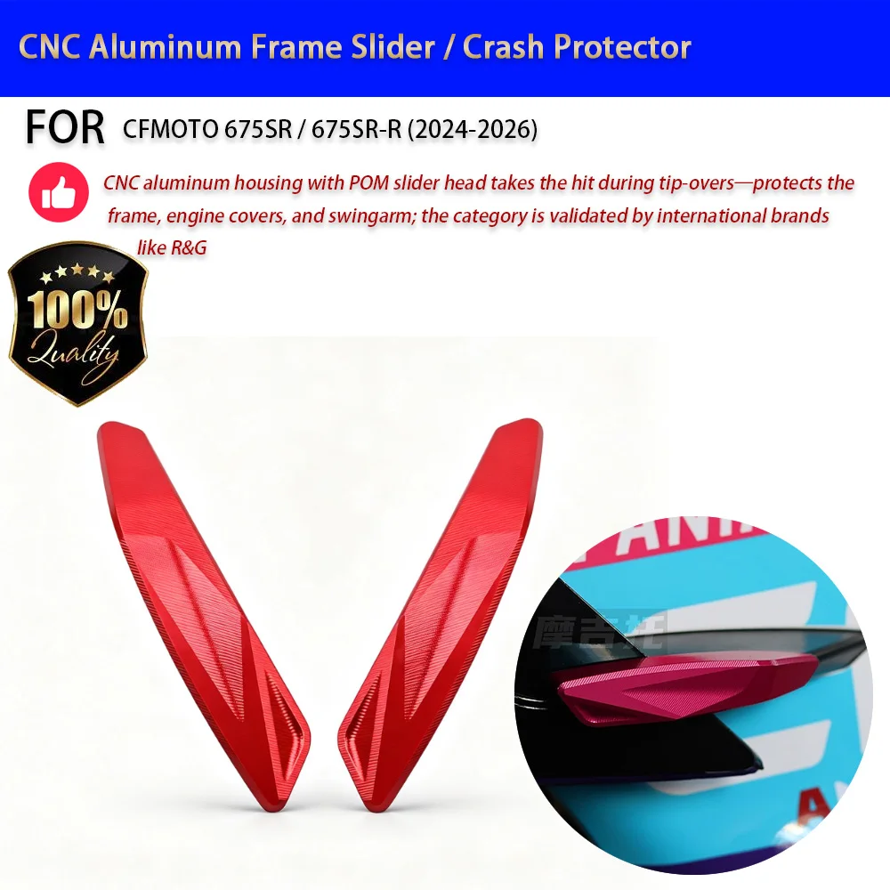 For CFMOTO 675SR Aluminum Frame Slider Crash Protector Quick-Install No-Drill Accesorios Moto Accessori Moto
