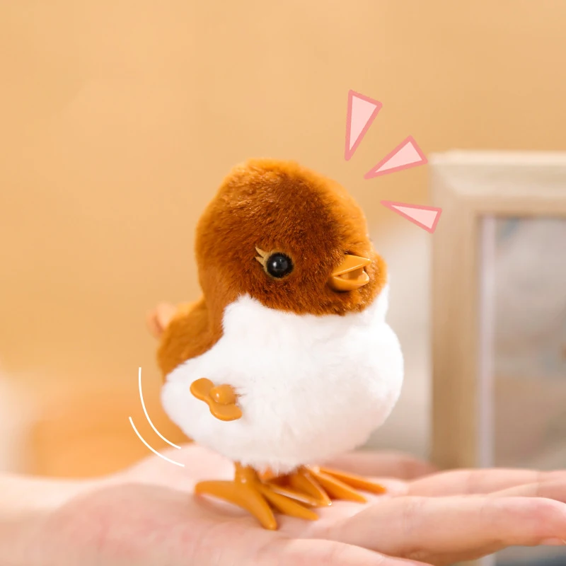 1pc Jumping Sparrow Bird Clockwork Wind Up Toy Simulation Plush Interactive Toy Children's Christmas Birthday Gift