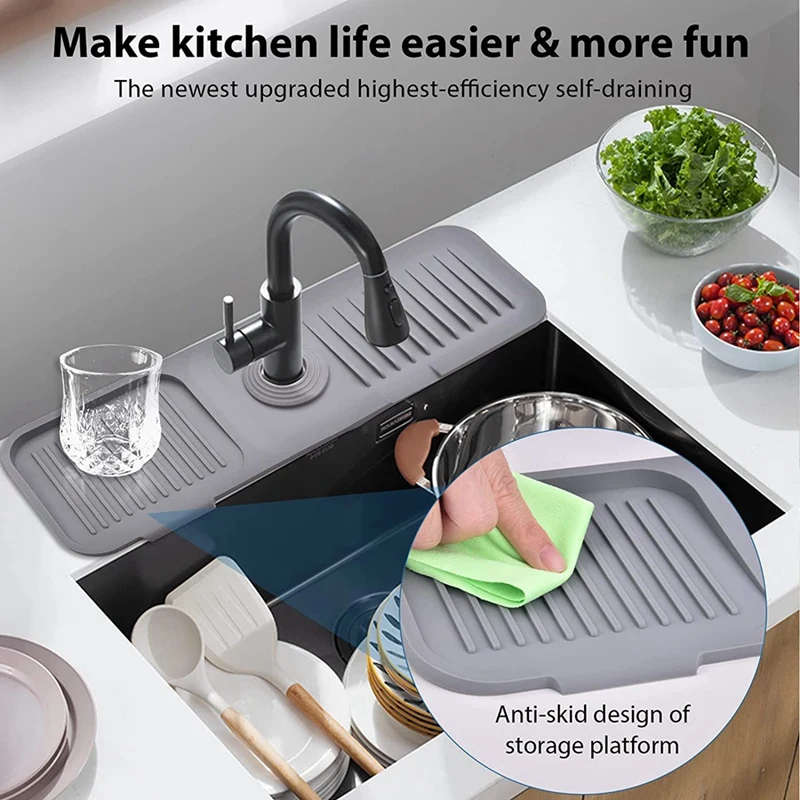 Sponge Holder For Kitchen Sink, Sink Protectors For Kitchen Sink, Sink Accessories, Sink Splash Protector Behind