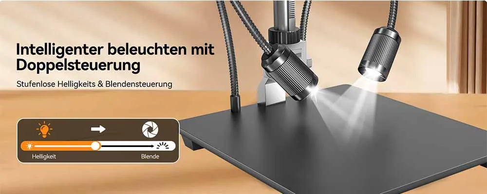 Elikliv EM3K-AF 7'' 2000X Autofokus Digitalmikroskop 3K HDMI Löt-Mikroskop für Elektronik-Reparatur mit 10-Zoll-Ständer 64GB – Detail 10