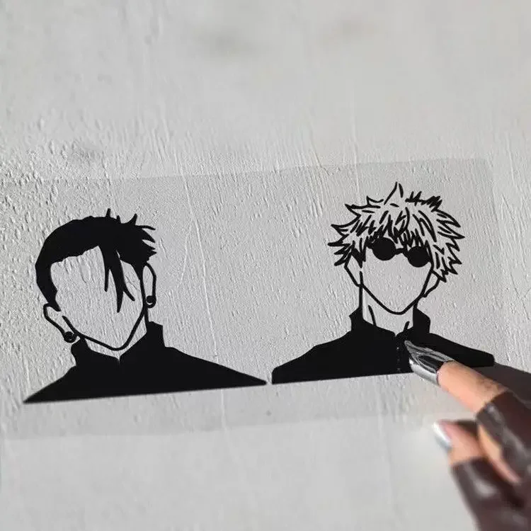 11cm X 9cm Hot Anime 2 Gojo Satoru Getou Suguru Laser Reflective Stationery Sticker Anime Decals Graffitt School Supplies