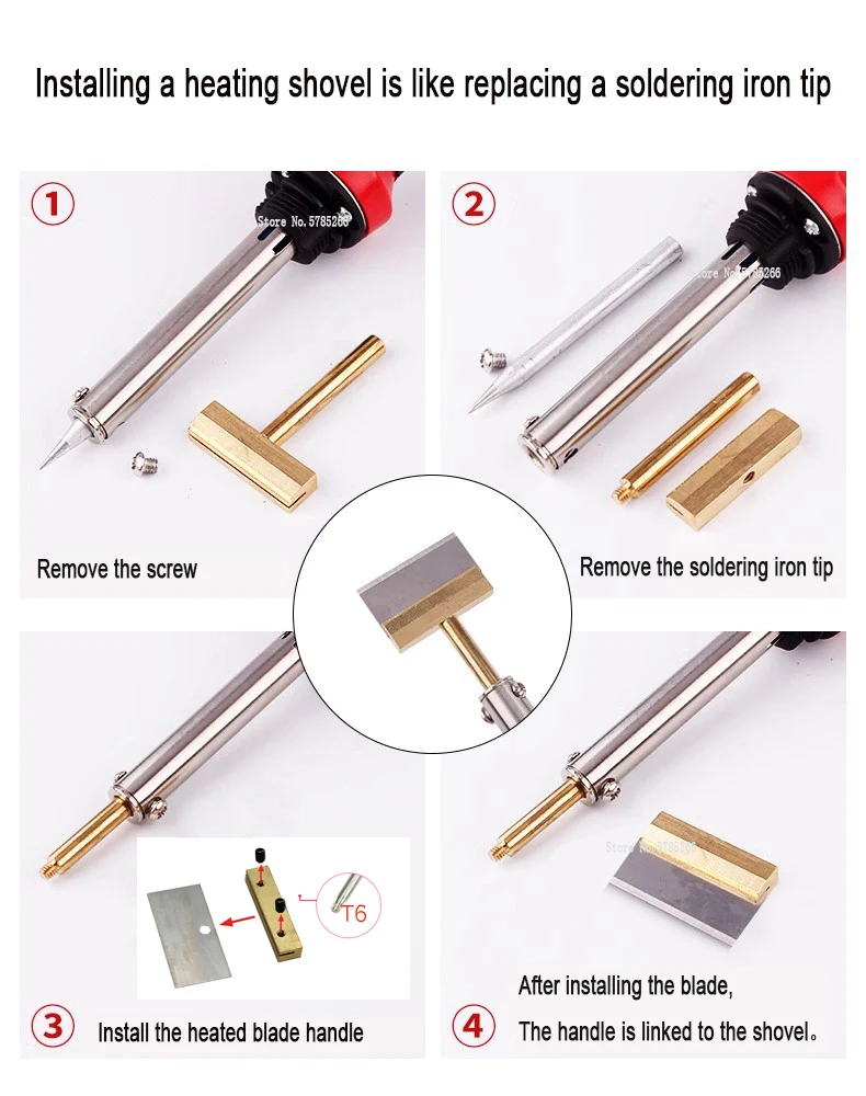 Strumento per la pulizia della colla UV 30/40/60W T Punta per saldatore con lama Rimuovi residui Adesivo LOCA per schermo del telefono cellulare + cacciavite T6