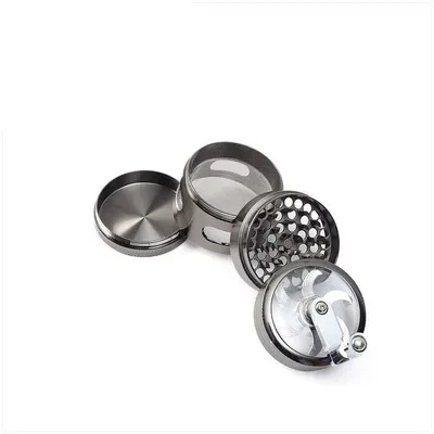 

New 2025 4 Layers Hand Crank Tobacco Grinder Crusher with Drawer 63MM Tobacco Herb Grinder Crusher Mill Hand Muller Grinder herb